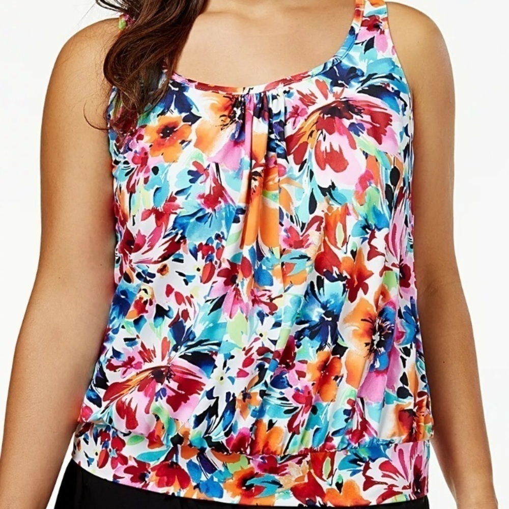 SWIM Solutions Shirred Bouson Tankini Swim Top